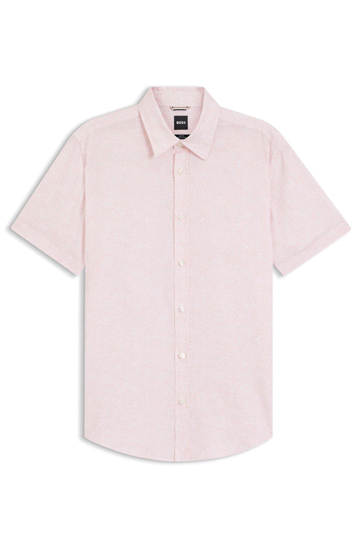 Floral-print slim-fit shirt in stretch linen Product Image