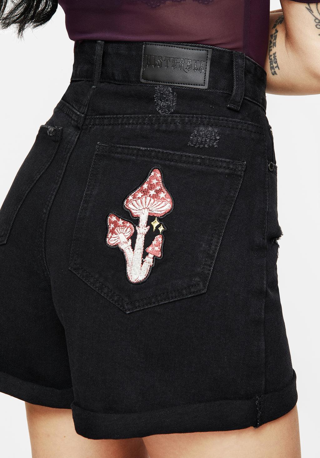 Nirah Embroidered Denim Shorts Product Image
