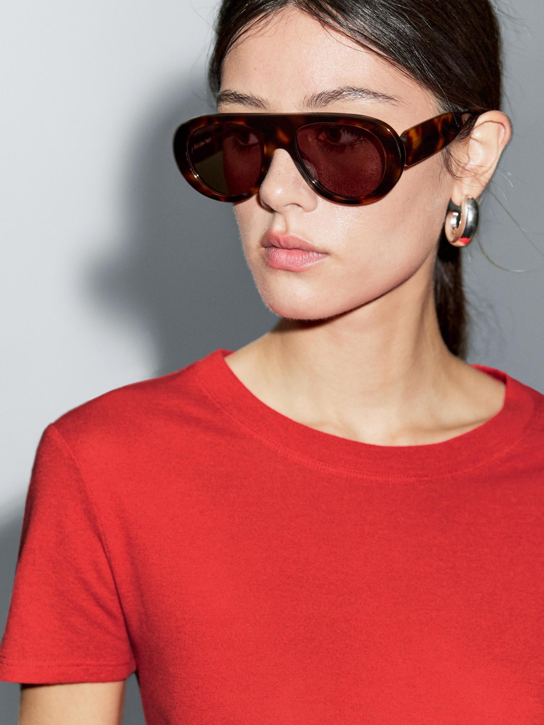 Textured crepe-effect cotton T-shirt Product Image