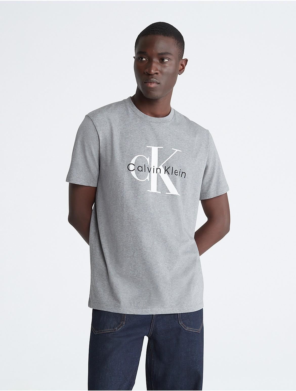 Calvin Klein Mens Monologo Crewneck T-Shirt - Grey Product Image