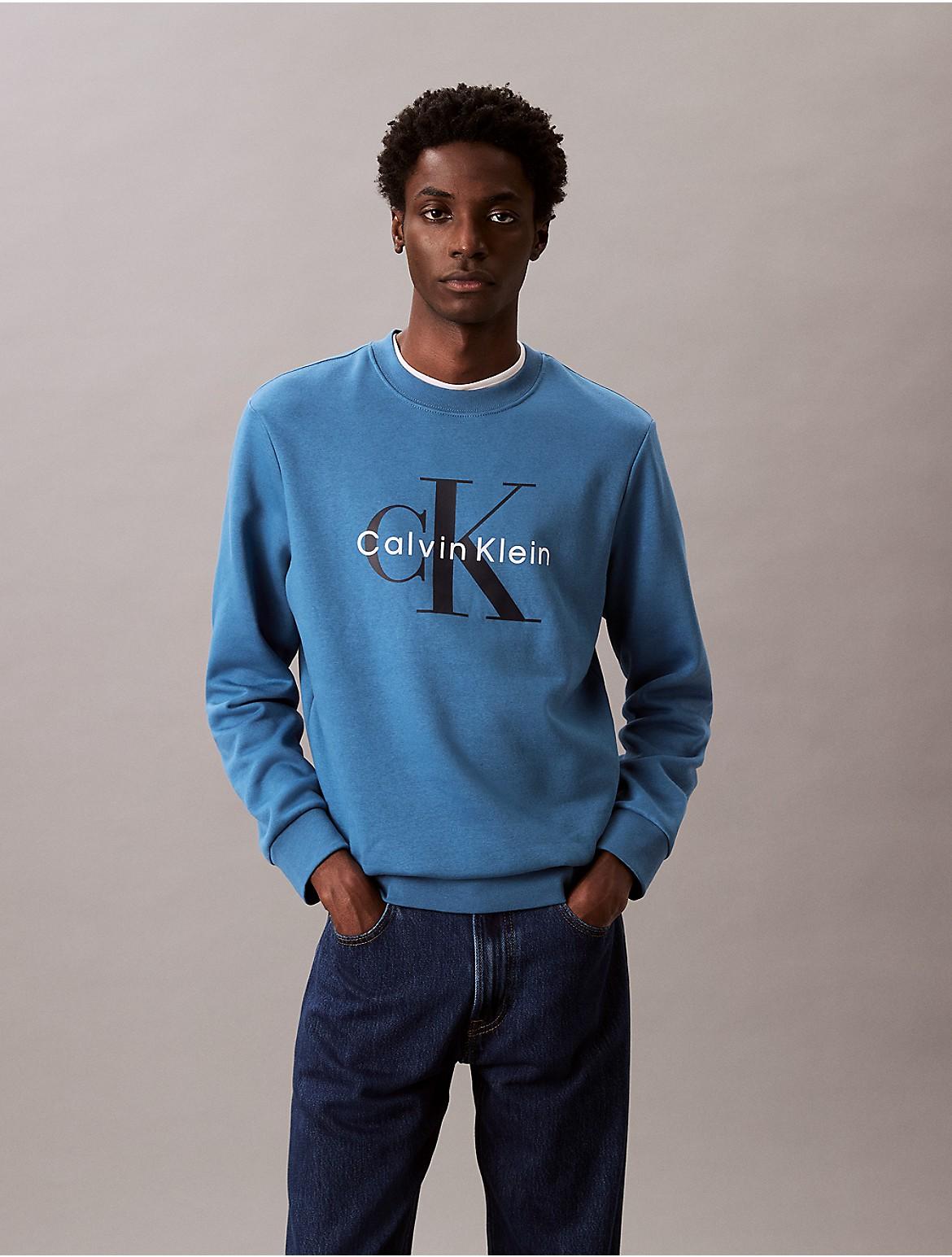 Calvin Klein Mens Monologo Fleece Crewneck Sweatshirt - Grey Product Image