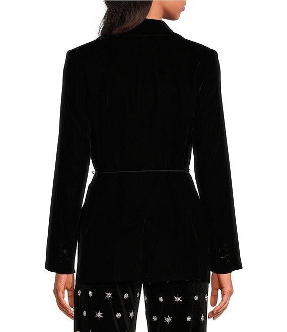 Chelsea & Violet Belinda Velvet Notch Collar Long Sleeve Tie Smoking Jacket Product Image