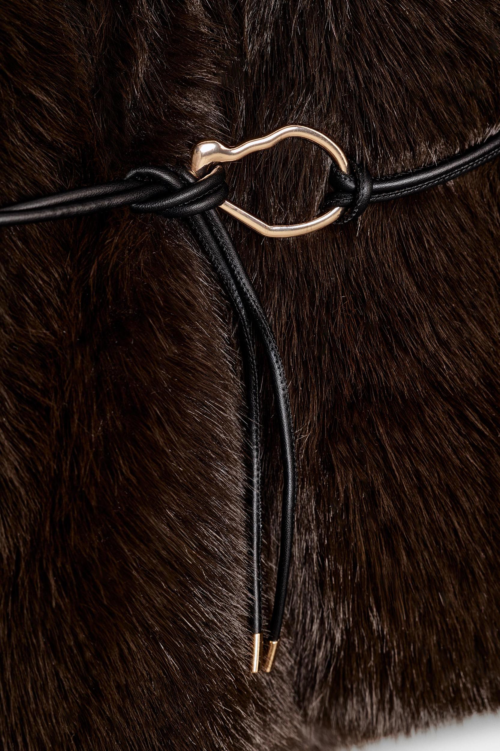 FAUX FUR COAT WITH BELT Product Image