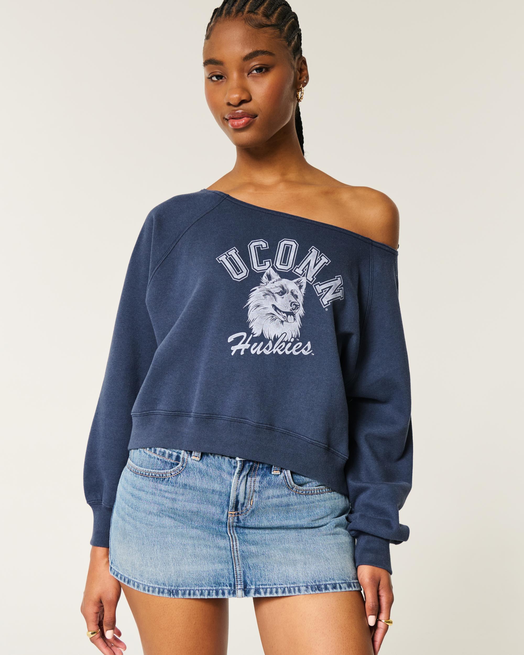 Easy Off-the-Shoulder Indiana University Graphic Sweatshirt Product Image