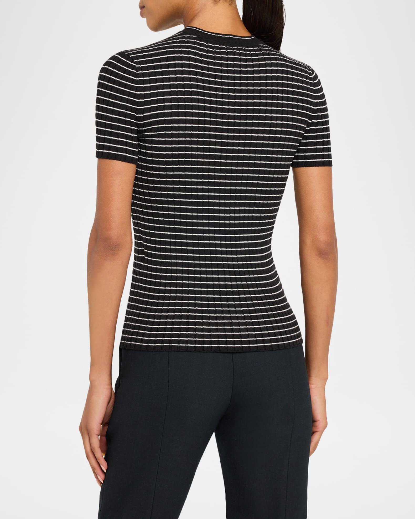 Striped Crewneck Rib Knit Tee Product Image
