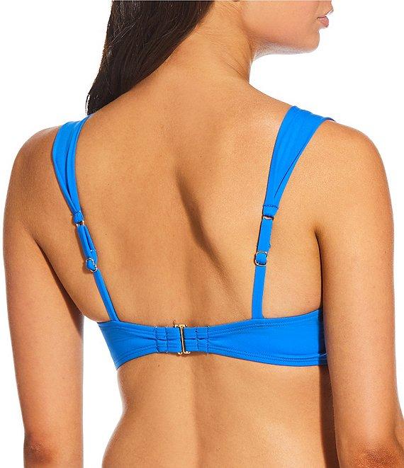 Alex Marie Signature Sculpt Solid Banded Triangle Bralette Tortoise Ring Swim Top Product Image
