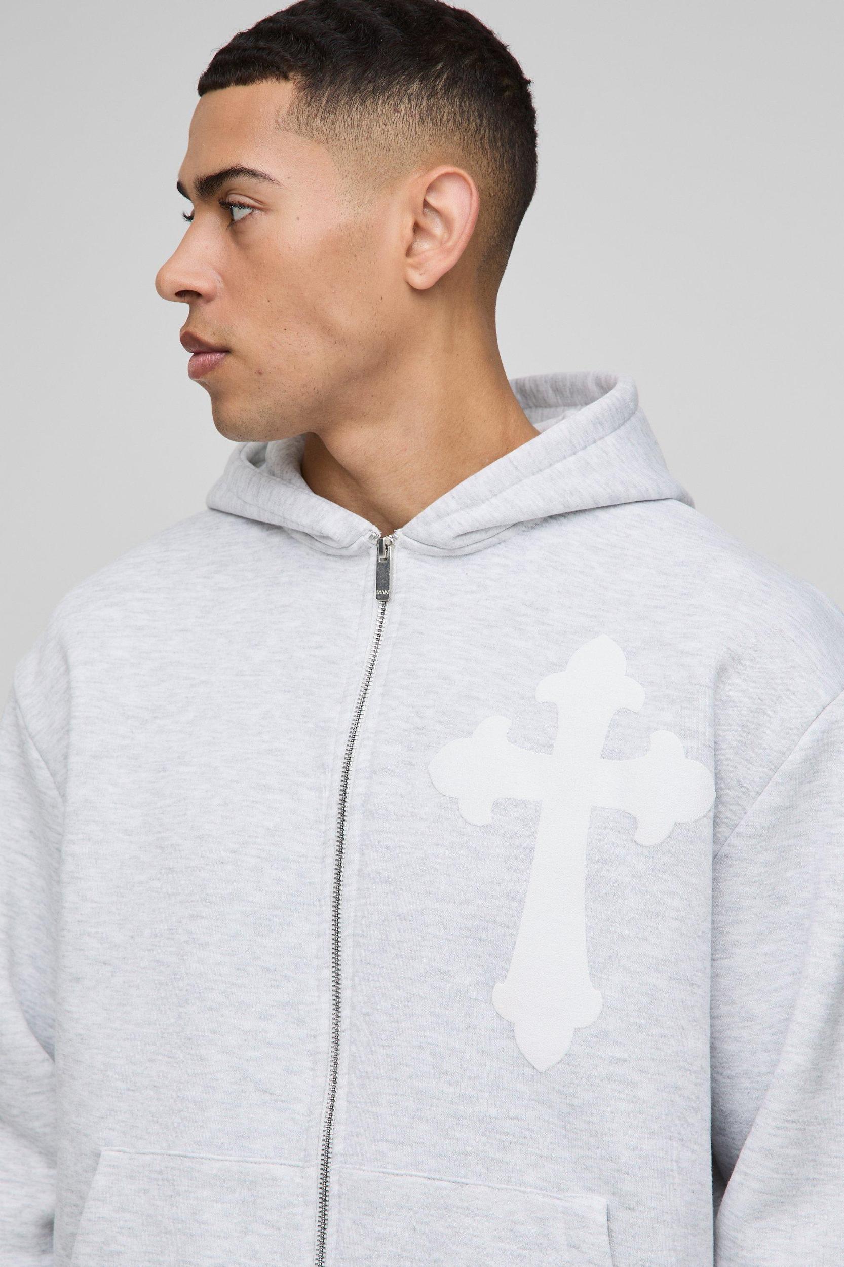Oversized Homme Cross Zip Hooded Tracksuit | boohooMAN USA Product Image