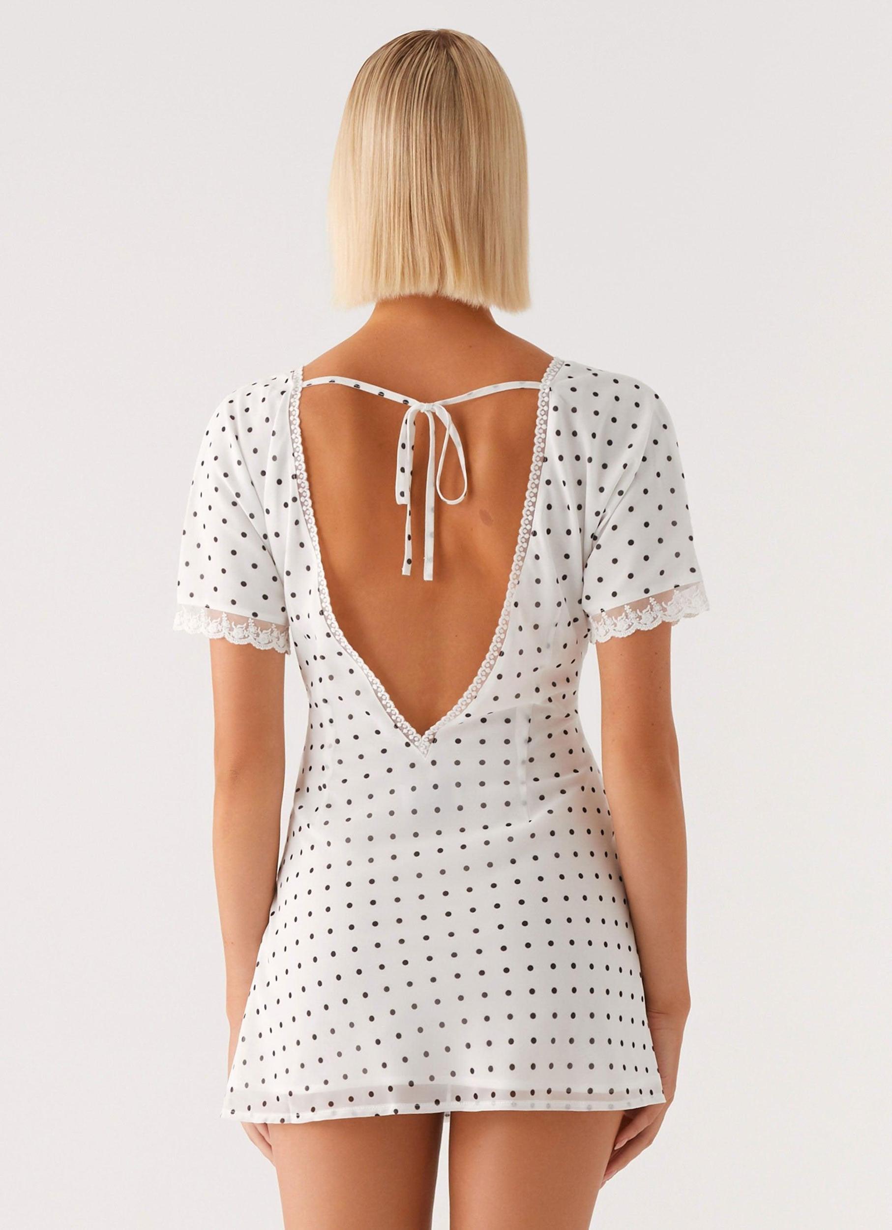 Marlowe Mini Dress - White Polkadot Product Image