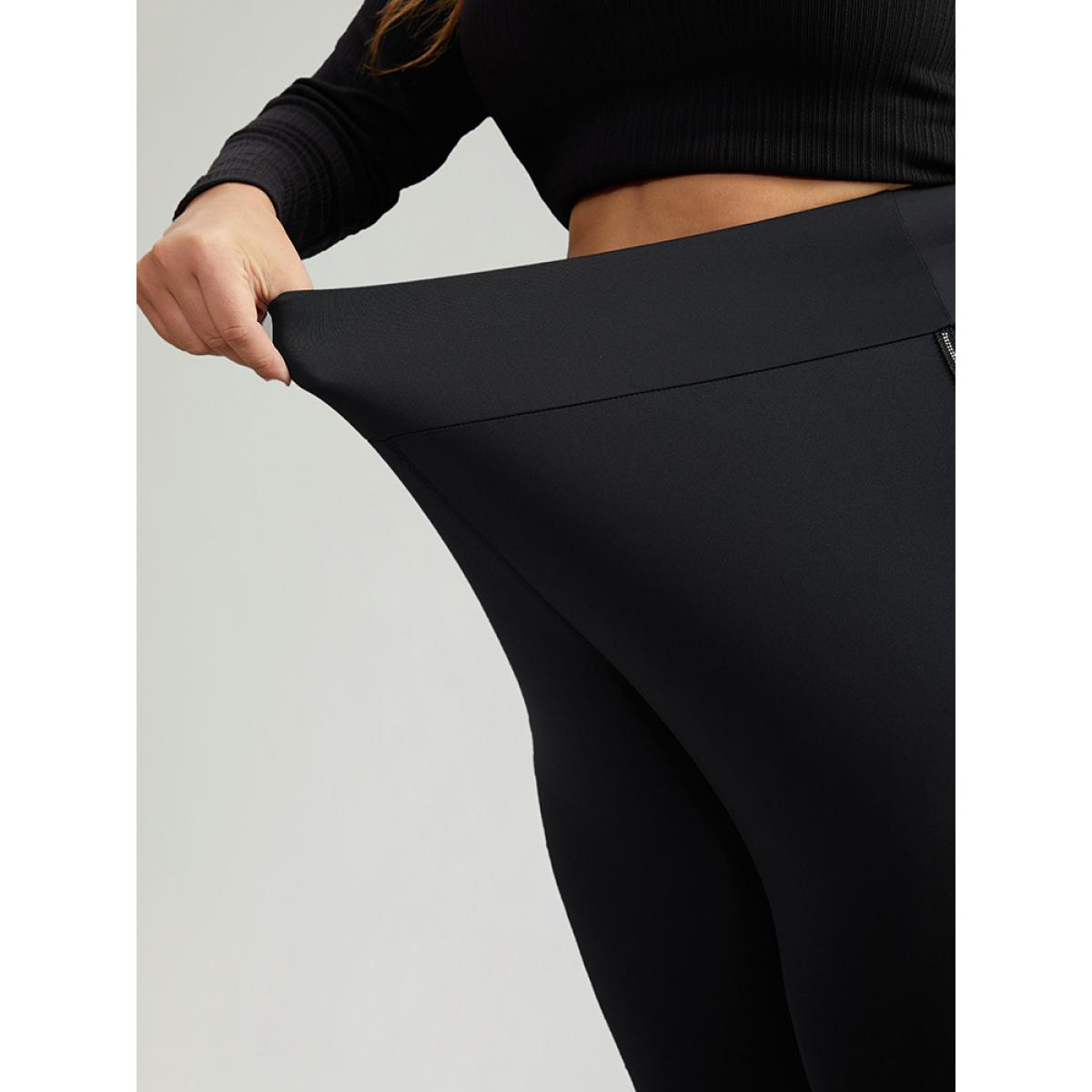 Plus Size Metal Chain Trim Mid Rise Leggings Women Black Casual Medium stretch Skinny Mid Rise Festival-Christmas Leggings BloomChic 10/M Product Image