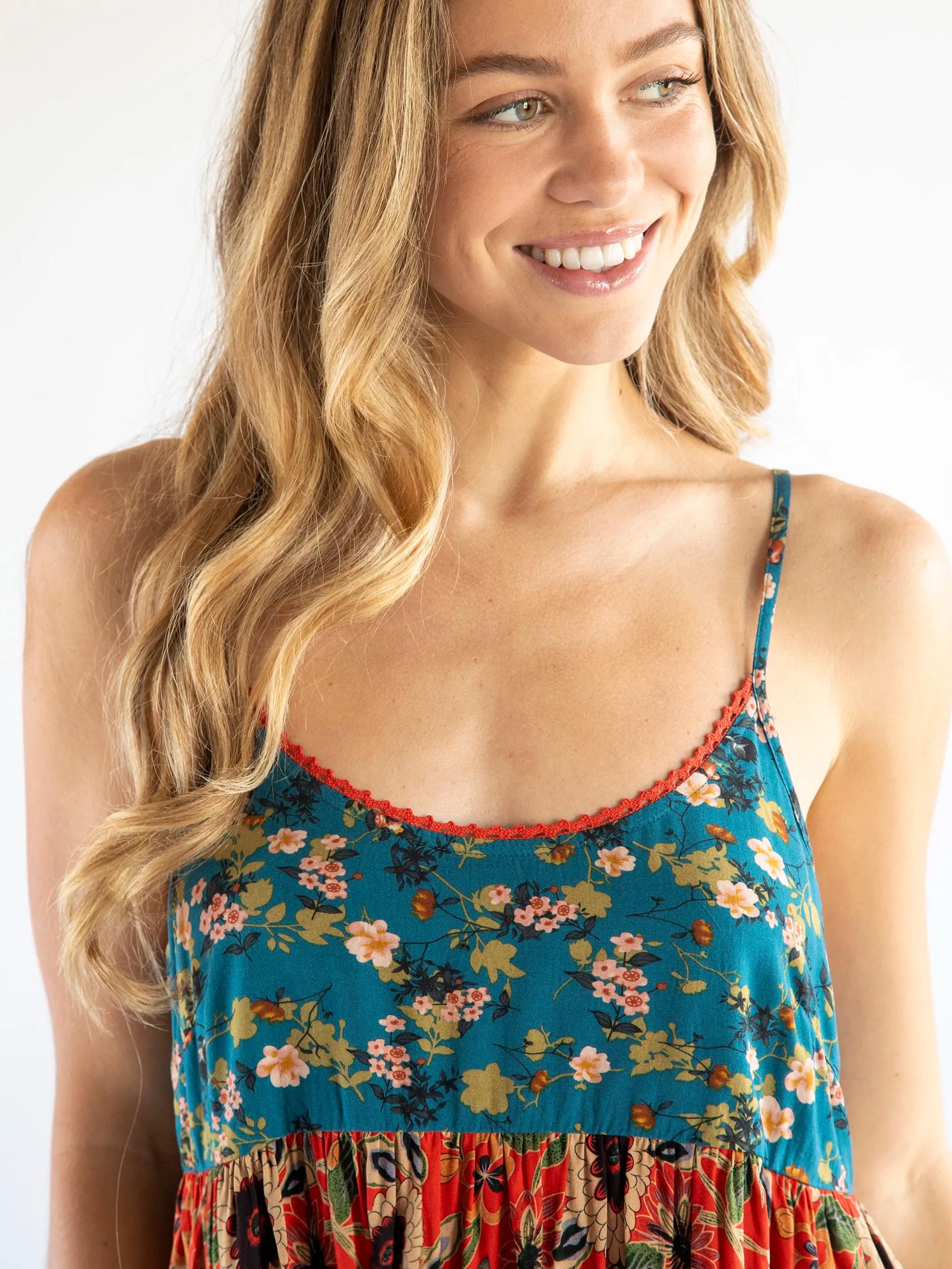 Gigi Mini Dress - Teal Orange Mixed Floral Product Image