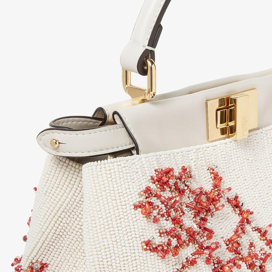 Peekaboo MiniSea Garden Coral red and camellia embroidered bag Product Image