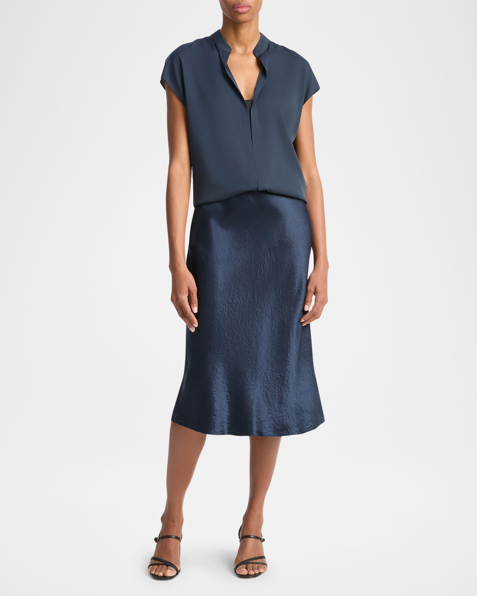 Cap-Sleeve Blouse with Hidden Placket Product Image