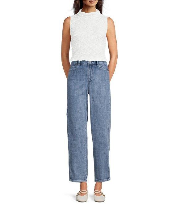 Eileen Fisher Organic Cotton Blend Bubble Jacquard Mock Neck Sleeveless Tank Product Image