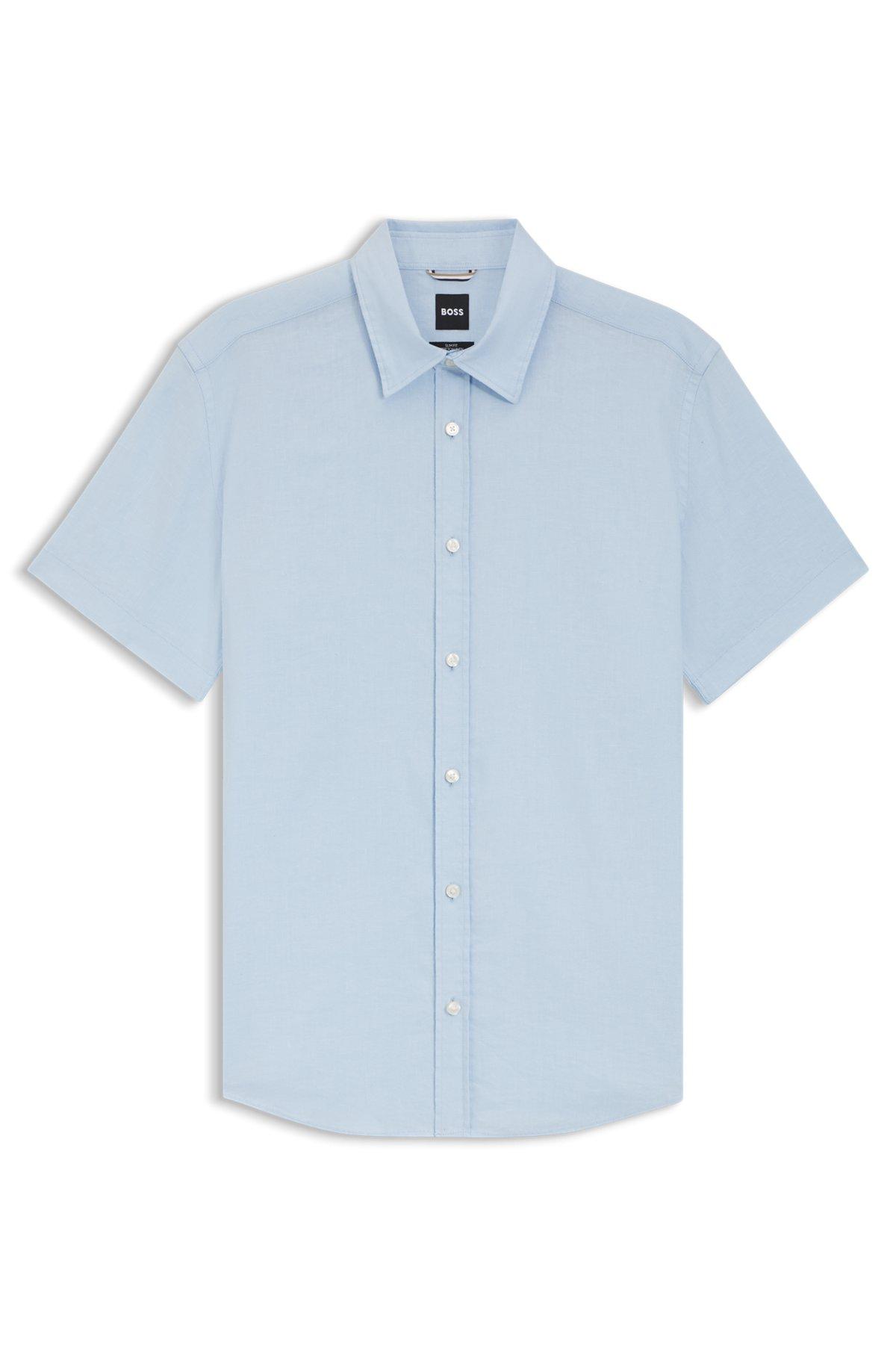 Slim-fit shirt in stretch linen Product Image