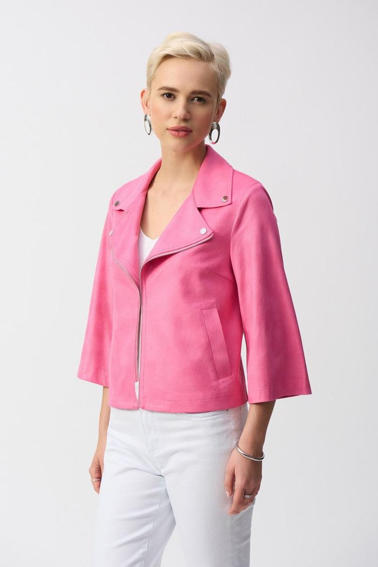 Foiled Faux Suede Swing Jacket- Bubblegum Product Image