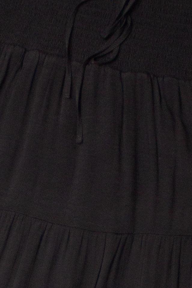 Black Smocked Waist Maxi Skirt Product Image