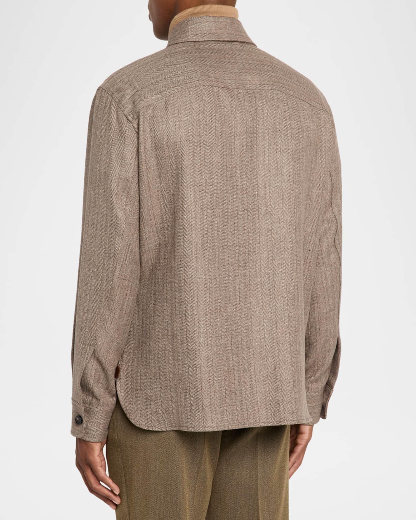 Men's Jim Wool and Linen Herringbone Overshirt Product Image