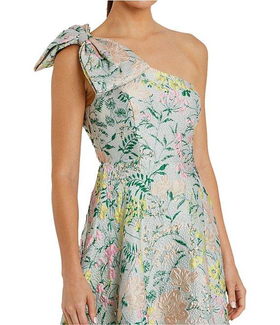Mac Duggal Bow One Shoulder Bow Detail Brocade A-line Gown Product Image