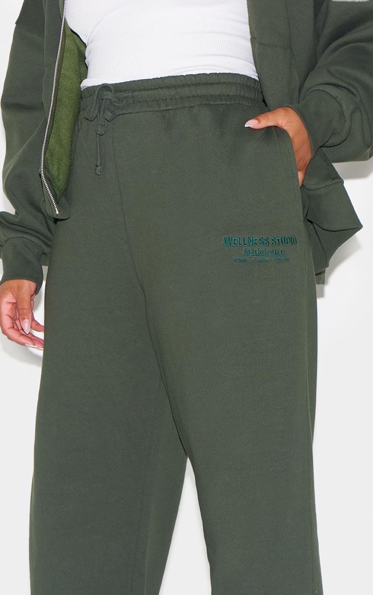 Khaki Premium Embroidered Oversized Wide Leg Sweatpants Product Image