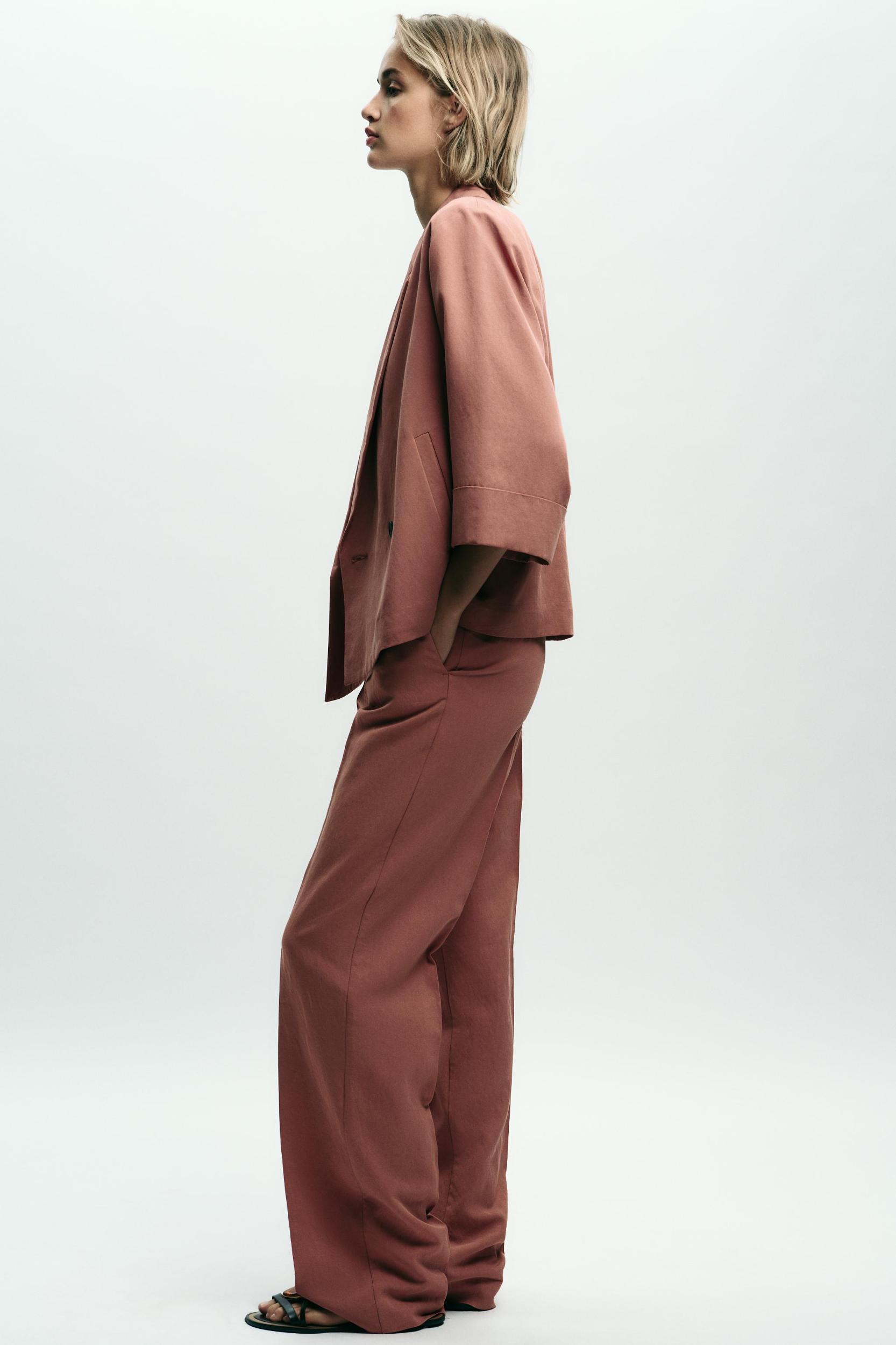 DOUBLE-BREASTED FRENCH SLEEVE BLAZER Product Image