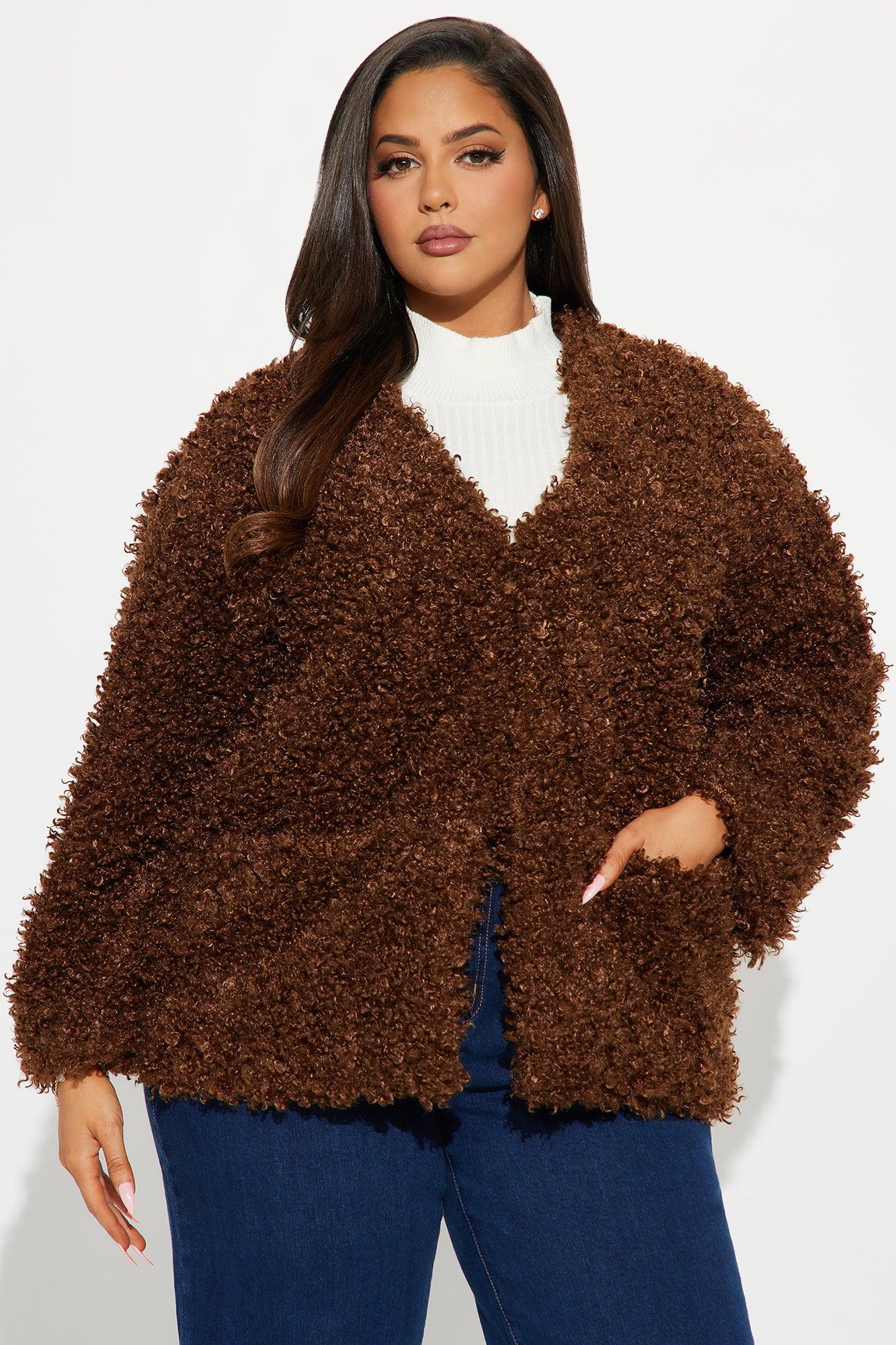 Adjust To The Fame Faux Fur Coat - Chocolate Female Product Image