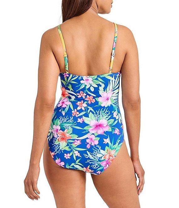 Tommy Bahama Isola Vita Floral Twist Front V-Neck One Piece Swimsuit Product Image