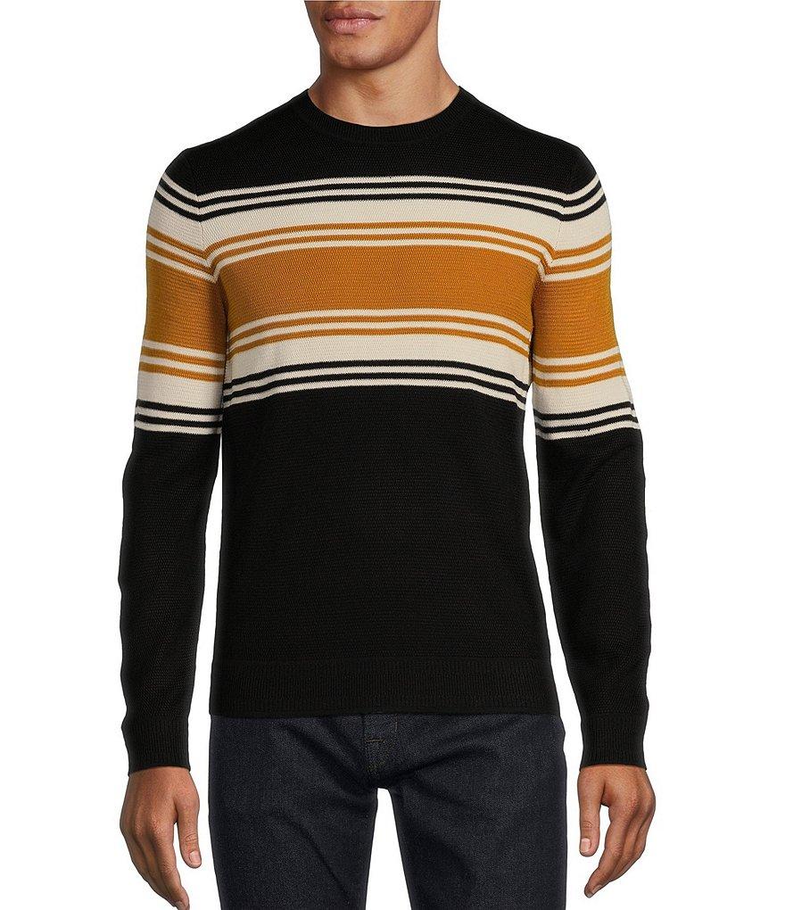 Murano Stripe Textured Long Sleeve Crew Neck Sweater Product Image