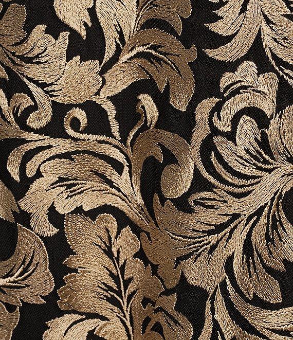 Caroline Rose Bella Soiree Embroidered Mesh Lace 3/4 Bell Sleeve Shift Dress Product Image