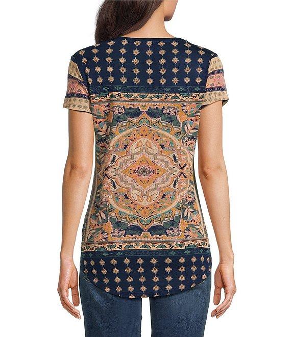 Lucky Brand Persian Carpet Graphic Scoop Neck Short Sleeve Tee Shirt Product Image