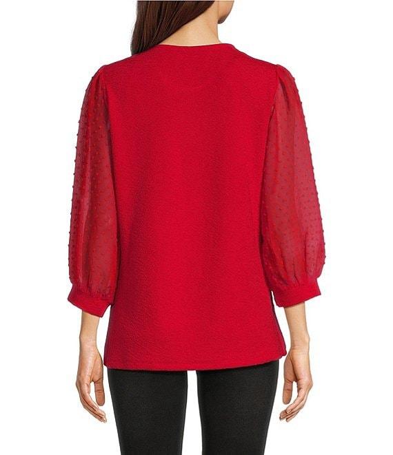 Calessa Textured Knit Crew Neck Balloon Sleeve Top Product Image