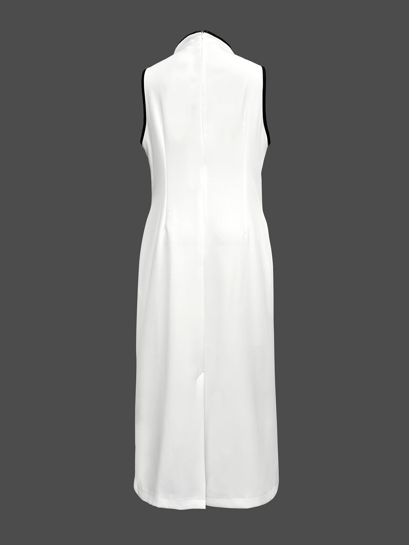 False Two Sleeveless Solid Color Midi Dresses Product Image
