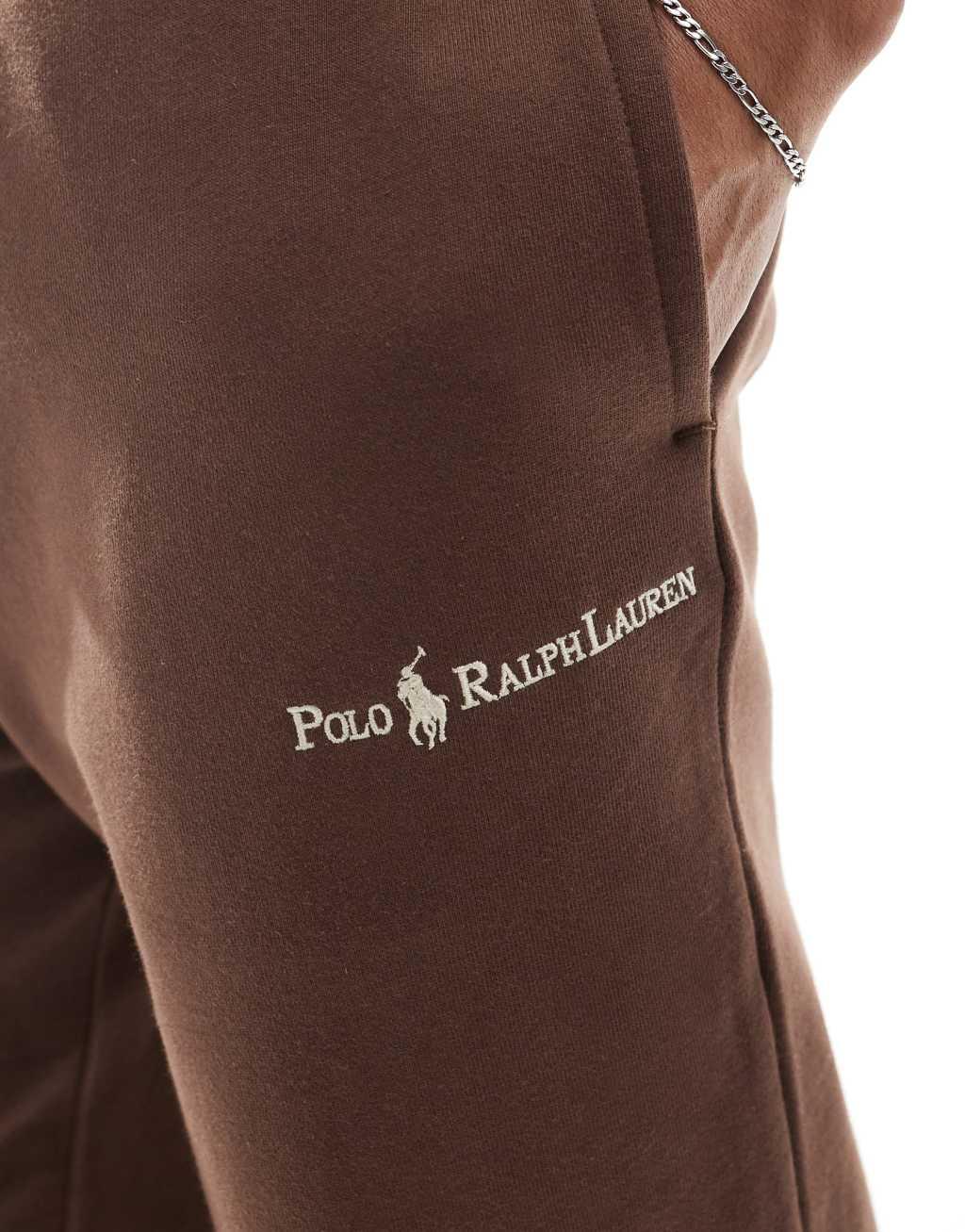 Polo Ralph Lauren script player logo relaxed fit heavyweight sweatpants in brown - part of a set Product Image