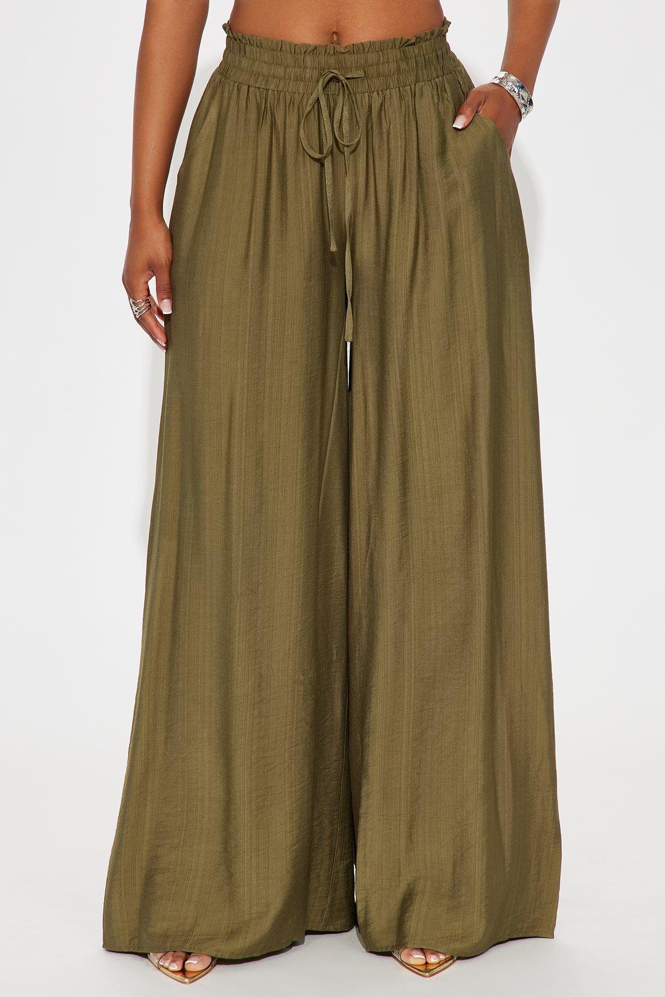 Meet At Sunset Wide Leg Pant - Olive Female Product Image