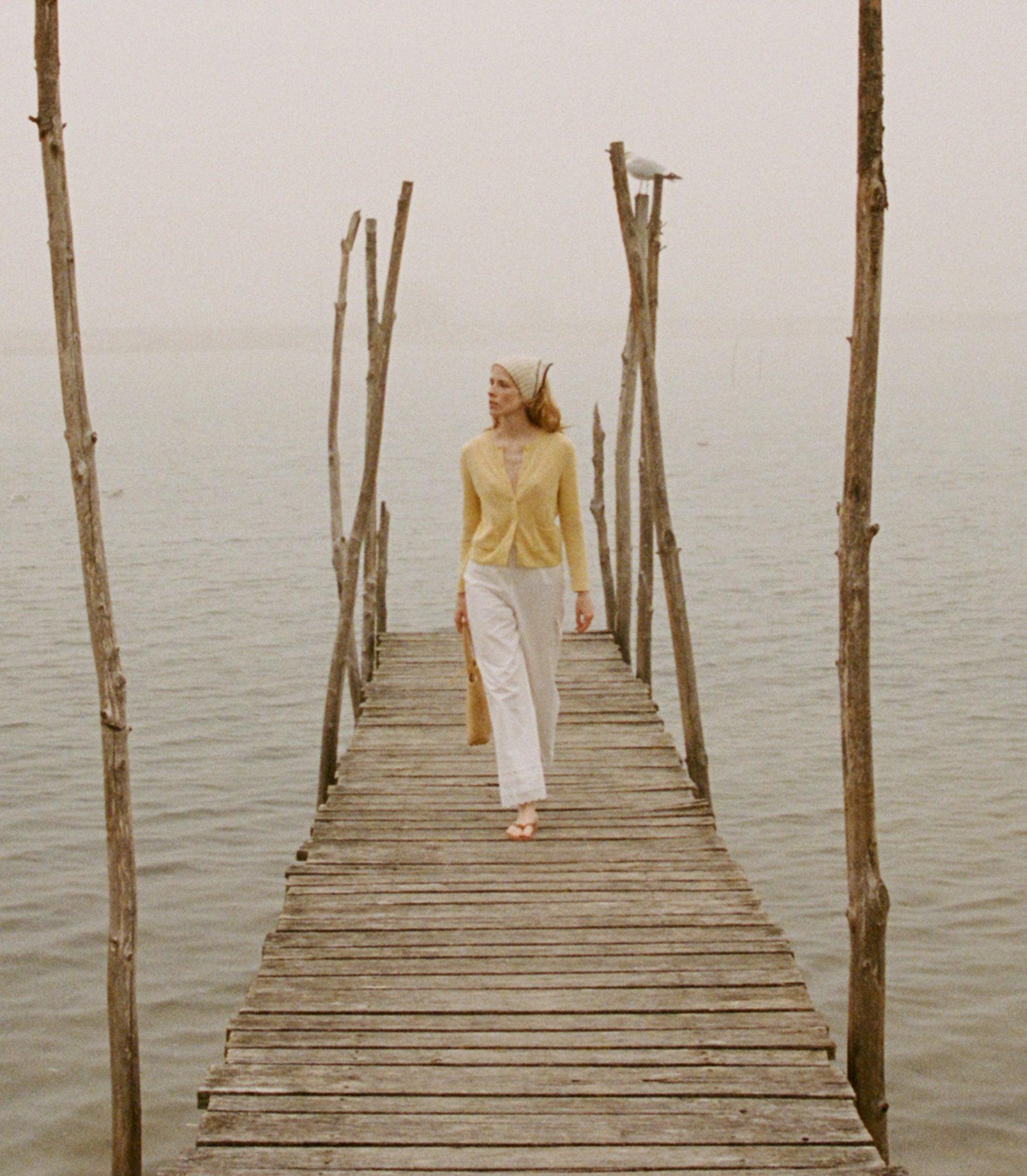 FREYA CASHMERE CARDIGAN -- LEMON CHIFFON Product Image