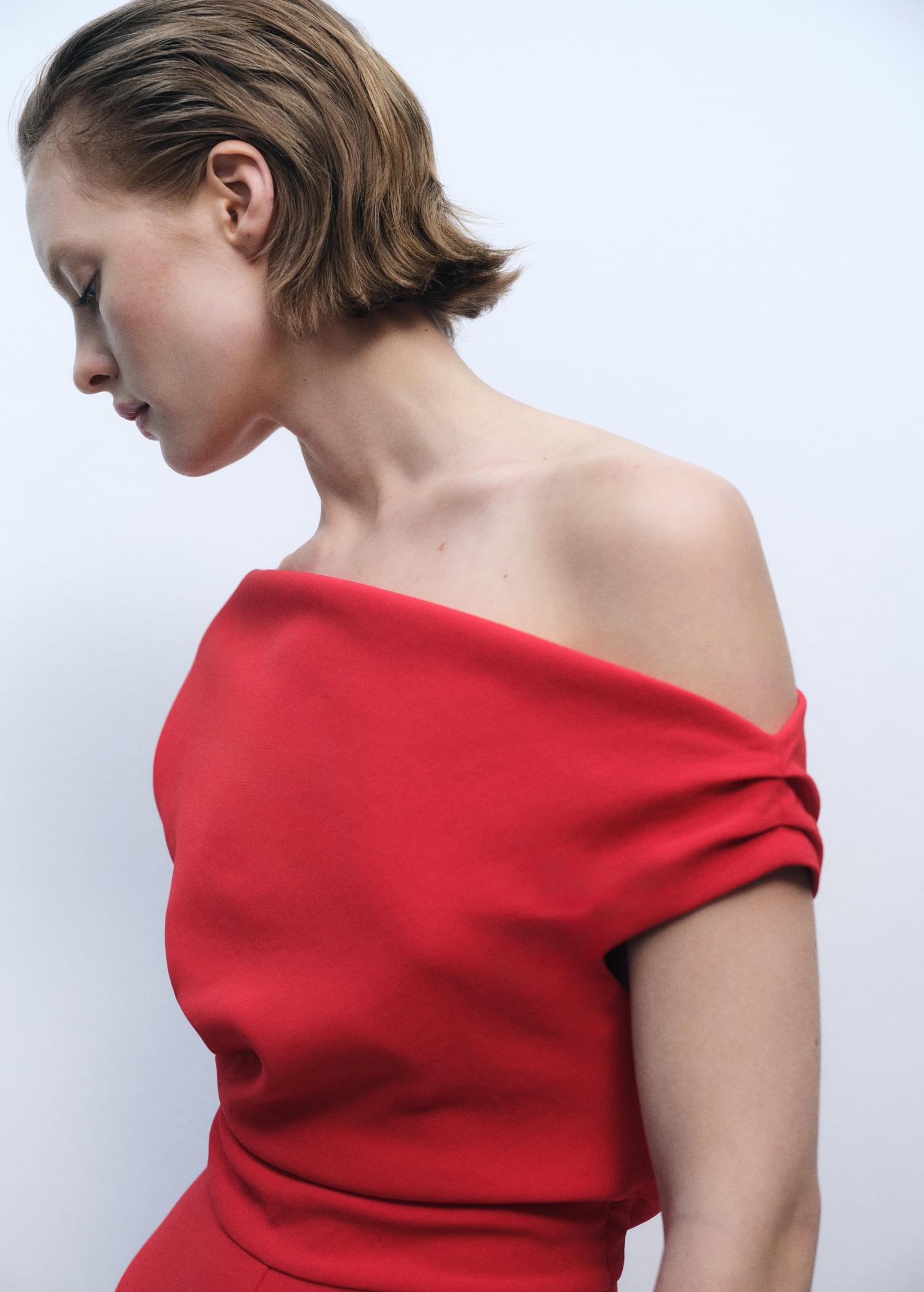 Long asymmetrical draped jumpsuit - Women | MANGO USA Product Image