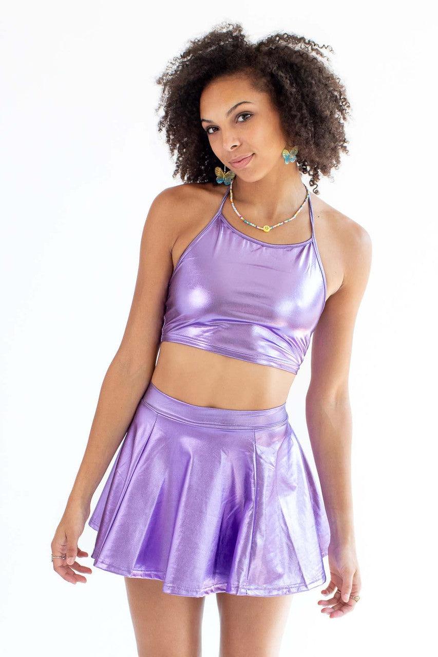 Metallic Lavender Halter Crop Product Image