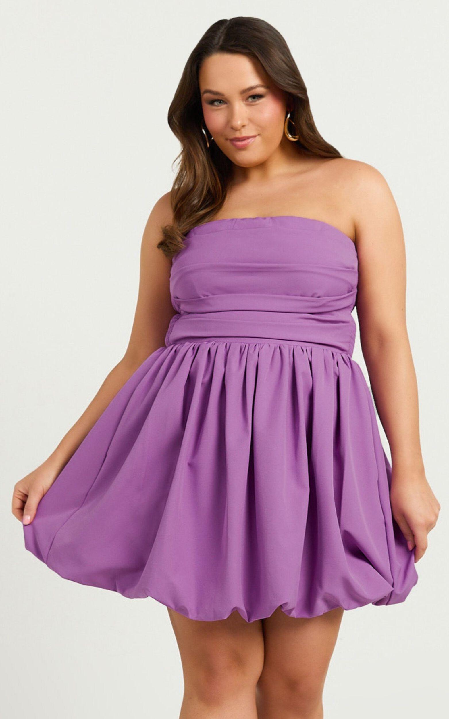 Shaima Mini Dress - Strapless Bubble Hem Dress in Orchid Product Image