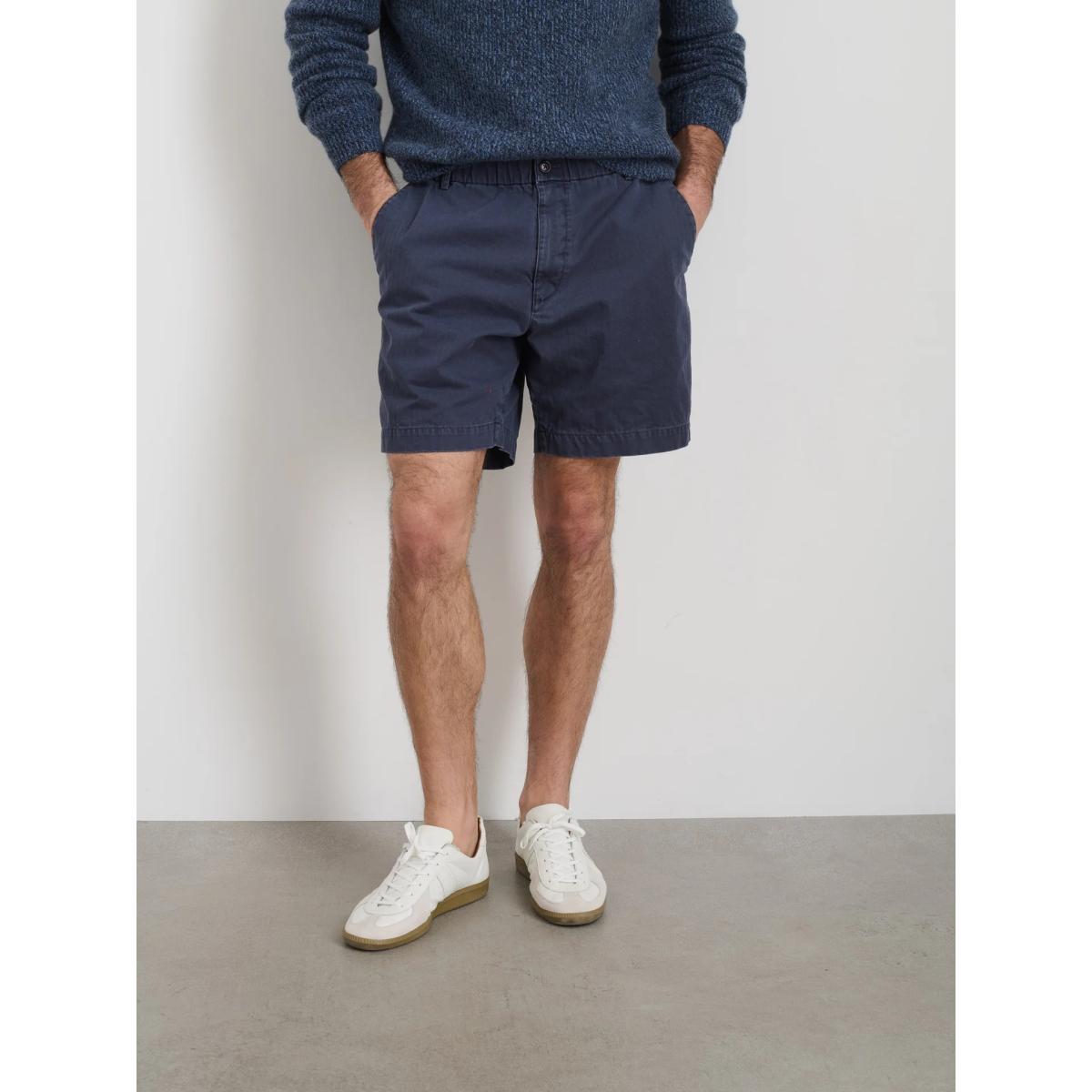 Pull On Short In Cotton Herringbone Navy Product Image