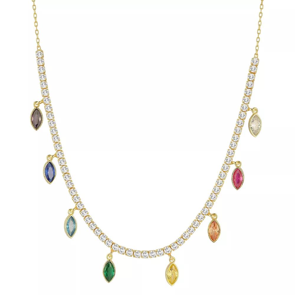 Sunkissed Sterling 14k Gold Over Silver Cubic Zirconia Charm Necklace, Women's, Gold Tone Product Image