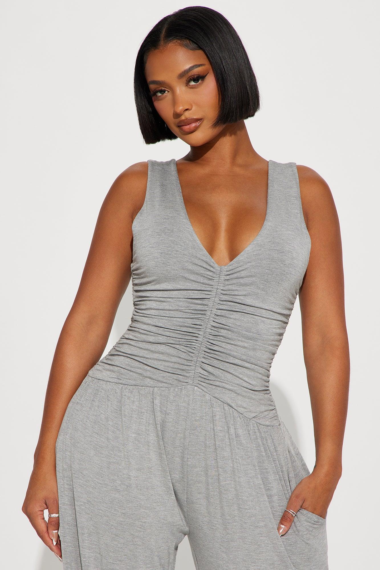 Flirtacious Ways Jumpsuit  - Heather Grey Product Image