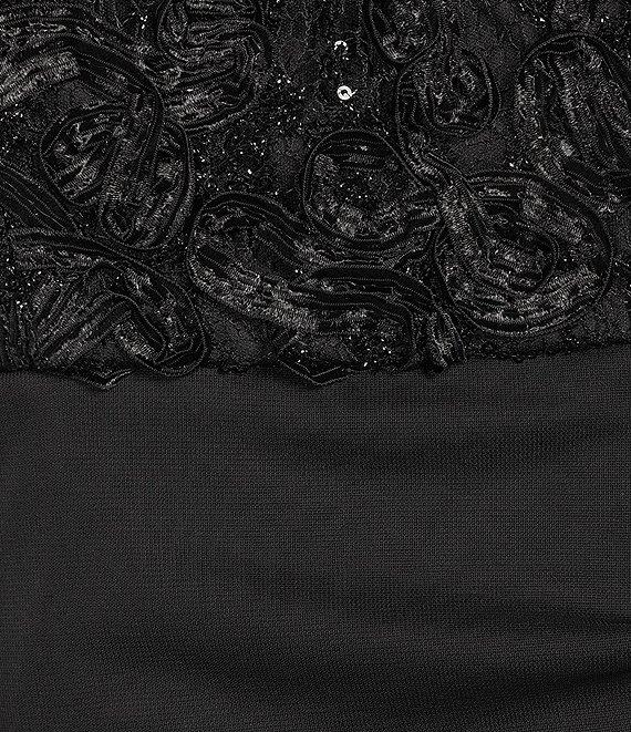 Alex Evenings Short Sleeve V-Neck Soutache Bodice Cascade Ruddle Dress Product Image