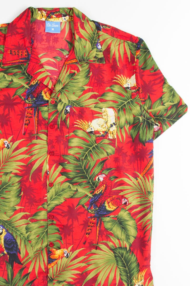 Red Tropical Macaws Hawaiian Shirt Product Image