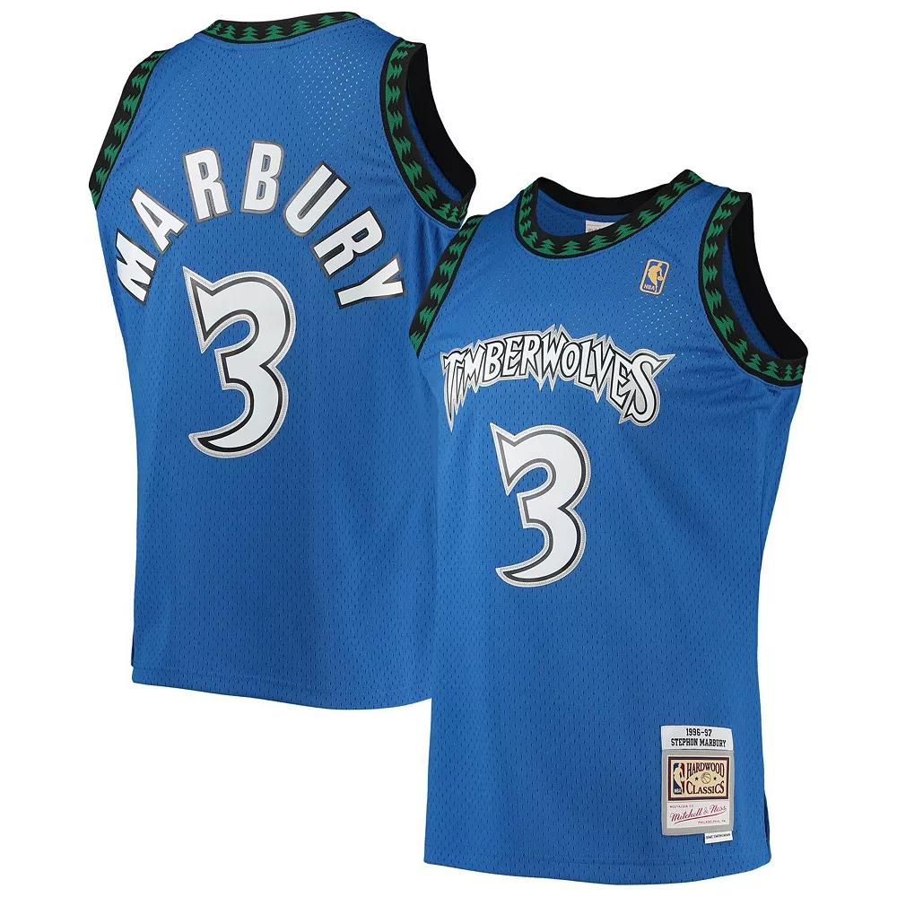 Men's Mitchell & Ness Stephon Marbury Blue Minnesota Timberwolves 1996/97 Hardwood Classics Swingman Jersey,  Product Image
