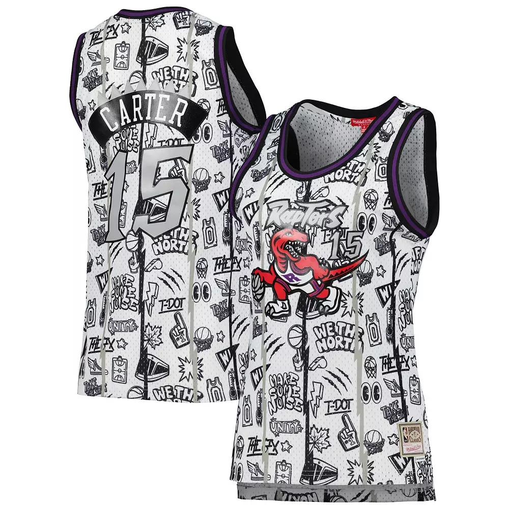 Women's Mitchell & Ness Vince Carter White Toronto Raptors 1998 Doodle Swingman Jersey, Size: Medium, Rpt White Product Image