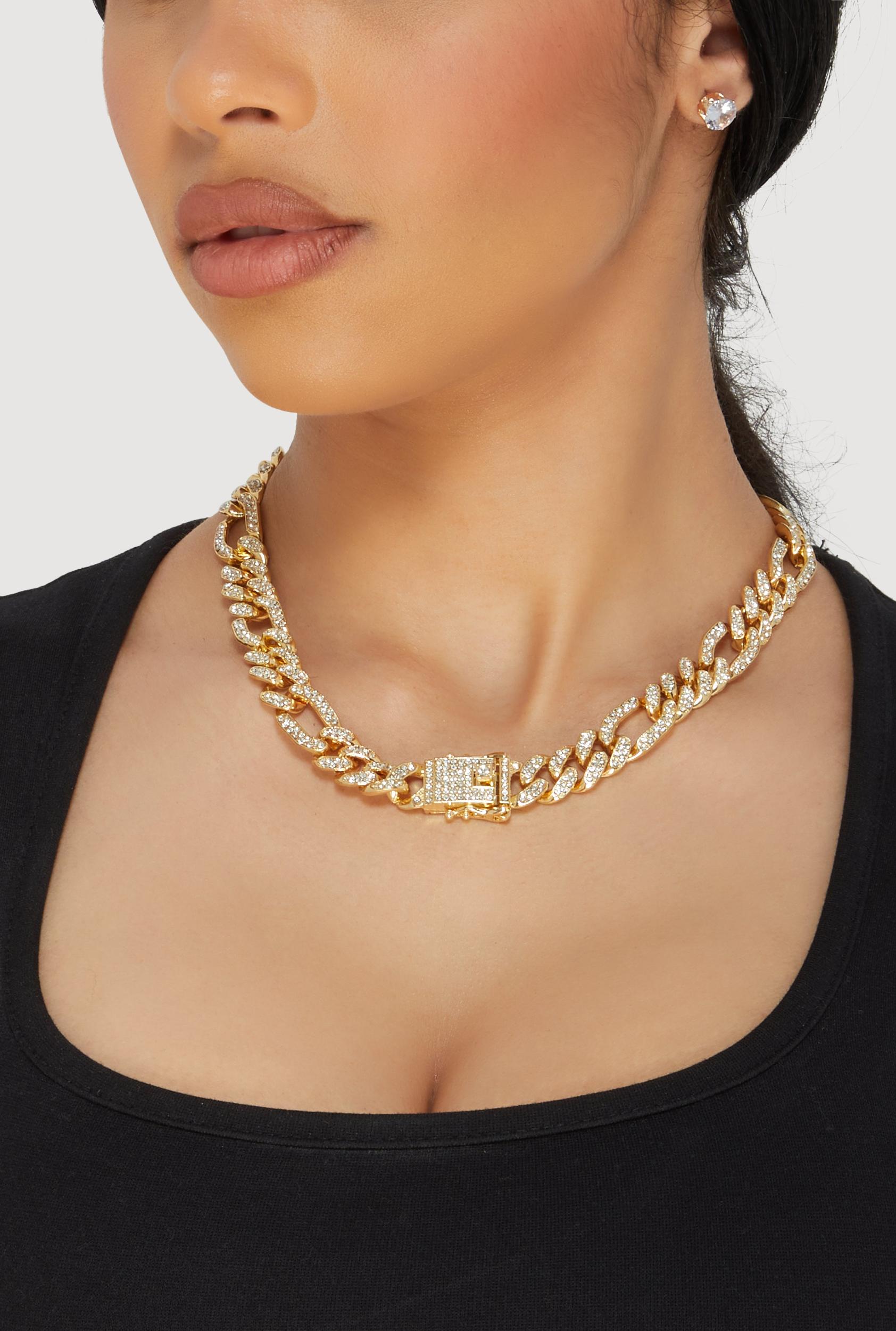 Box Clasp Chain Link Necklace with Stud Earrings Unisex Product Image