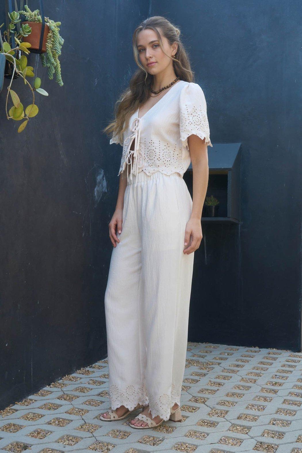 EYELET BLOUSE & PANT SET Product Image