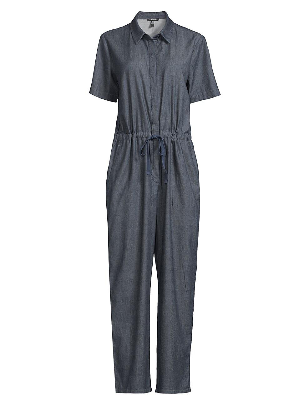 Womens Cotton Drawstring Ankle Jumpsuit Product Image