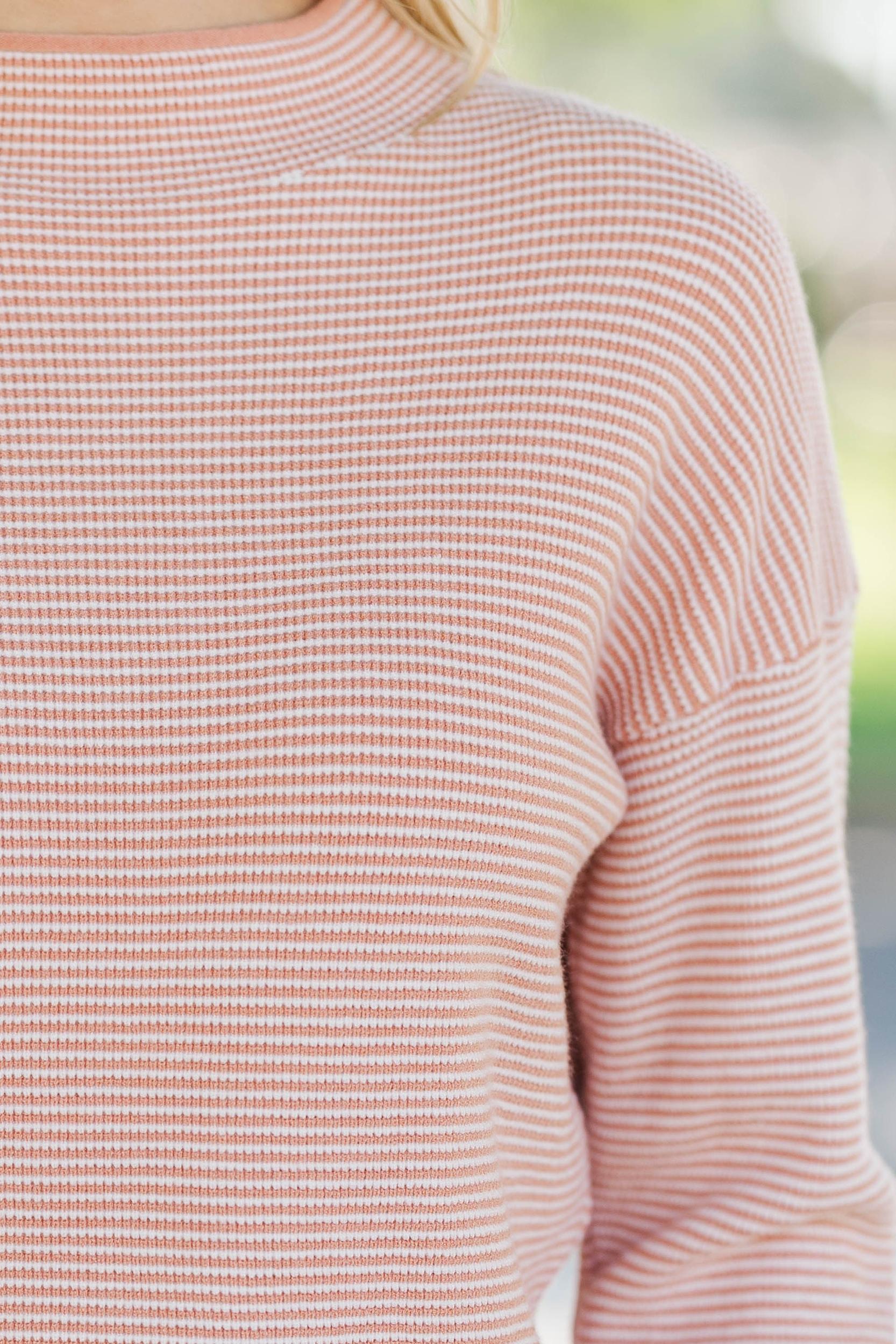 What A Treat Mauve Pink Striped Sweater Female Product Image