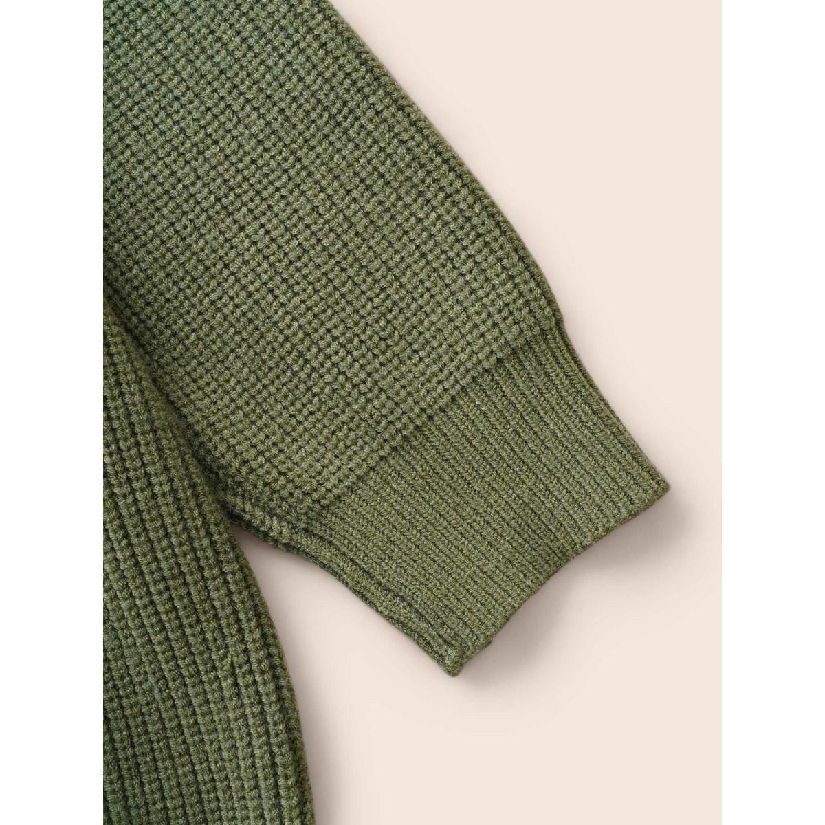 Plus Size Supersoft Essentials Plain Textured Hooded Pullover ArmyGreen Women Casual Loose Long Sleeve Hooded Everyday Pullovers BloomChic 12/L Product Image