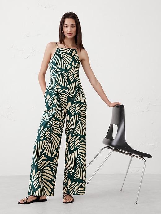 Linen-Blend Strappy Tailored Jumpsuit Product Image